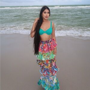 SOLD MULTI PATCHWORK PRINTED TIERED MAXI SKIRT